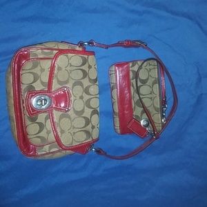 Coach purse and matching wristlet.